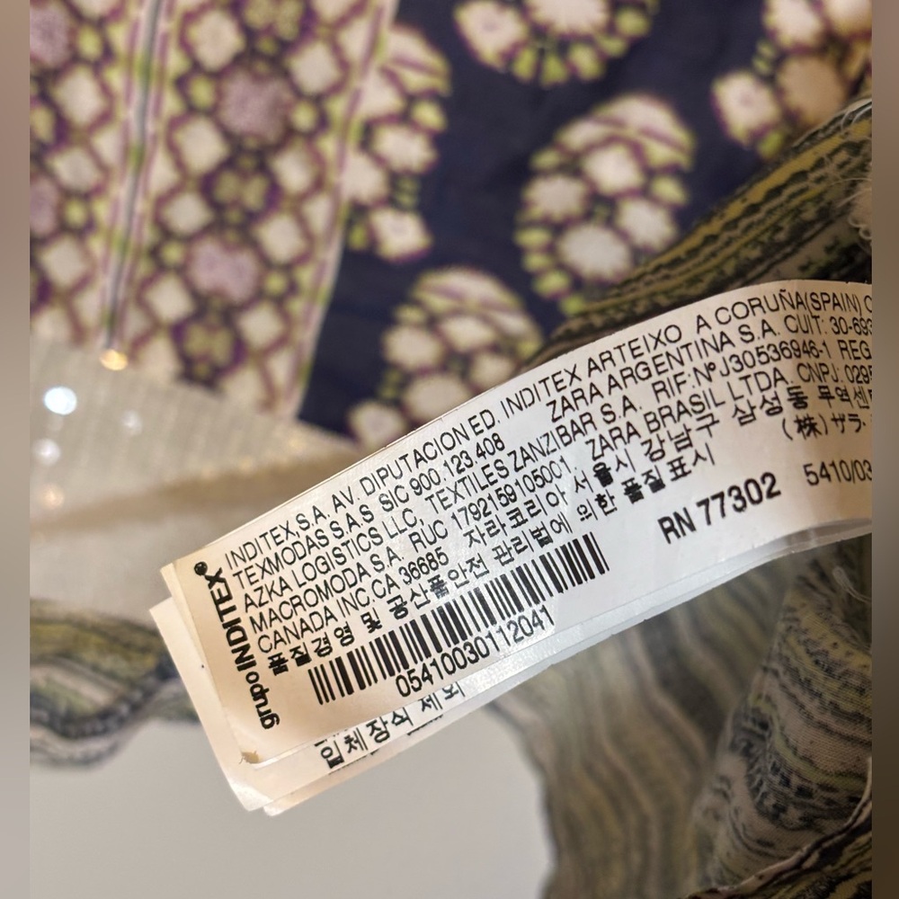 Zara Collection cotton Navy and Cream Patterned Women's sequin tank top Large - Picture 7 of 8